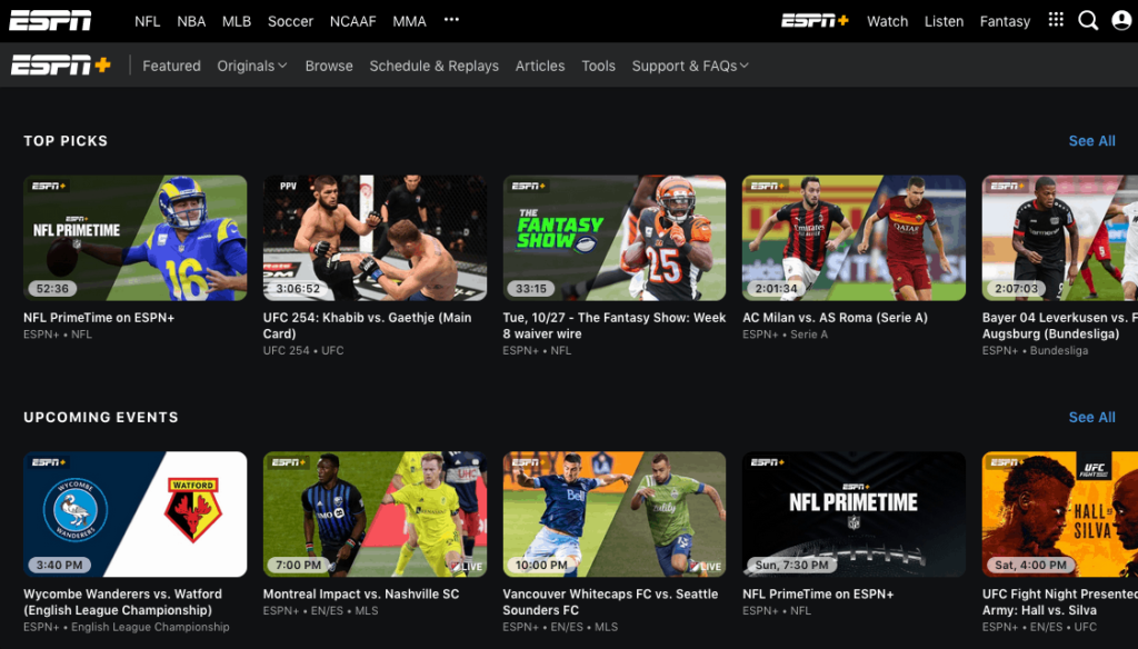 ESPN Plus Streaming Platform